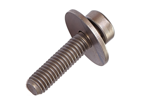 Tornillo de cabeza abombada con socket hexalobular (Torx) y ensamblaje con arandela plana
